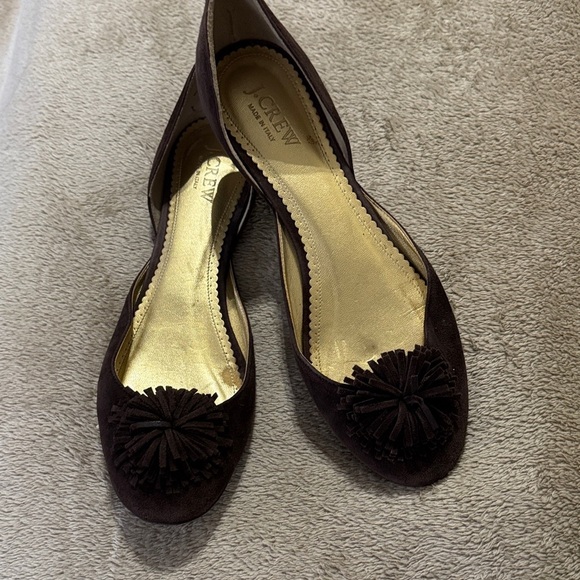 J. Crew Shoes - J. Crew Women's Trendy Stella Dark Brown Pom Pom Suede Loafers